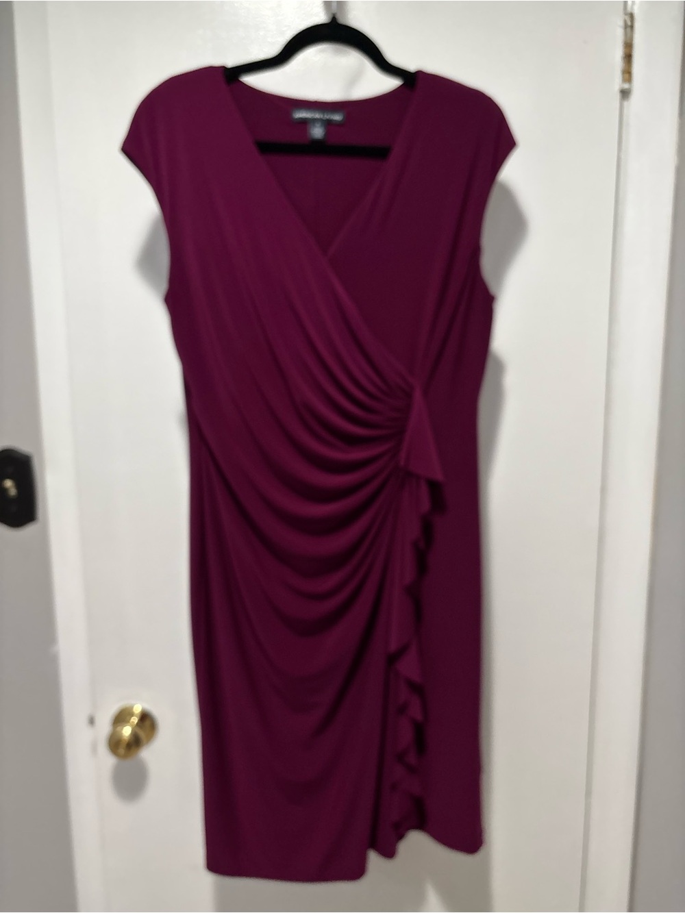 American Living Plum Ruched Surplice Midi Dress